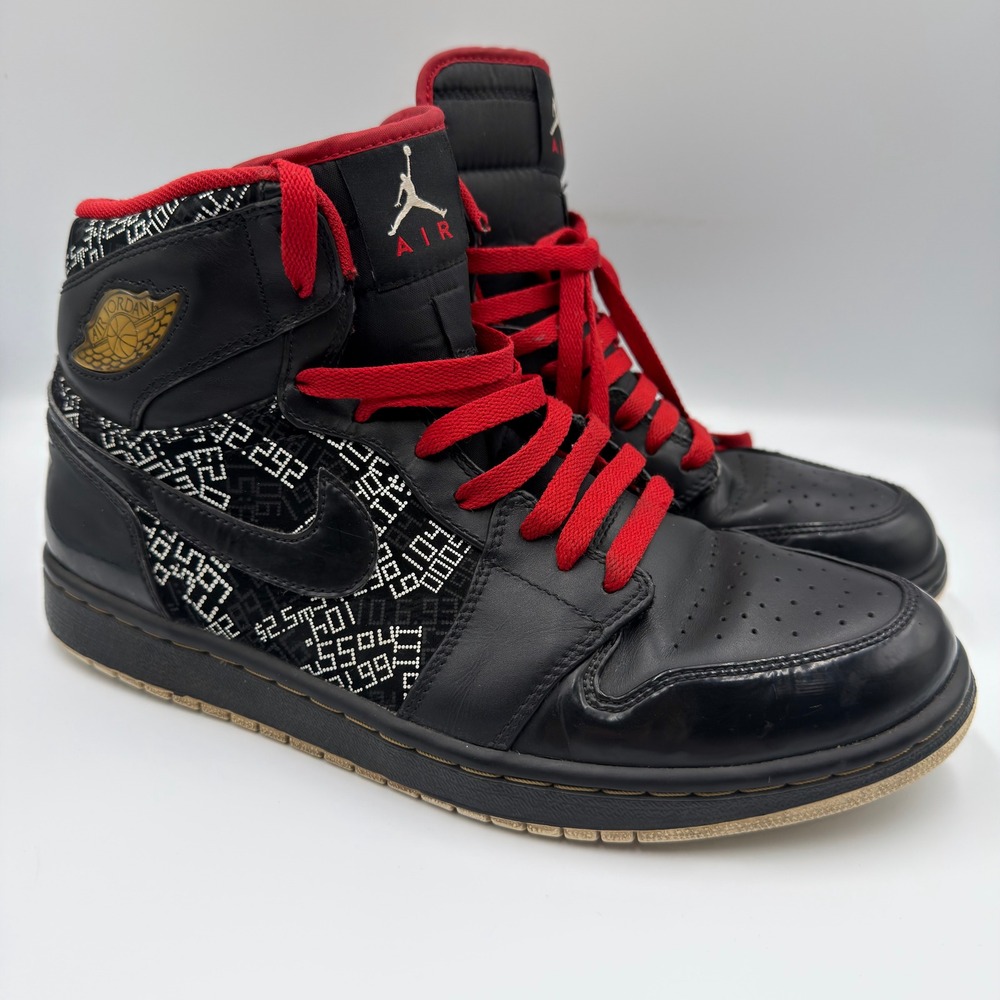 Air Jordan 1 Retro High Hall of Fame Black Red 371498-012 Mens Size 10